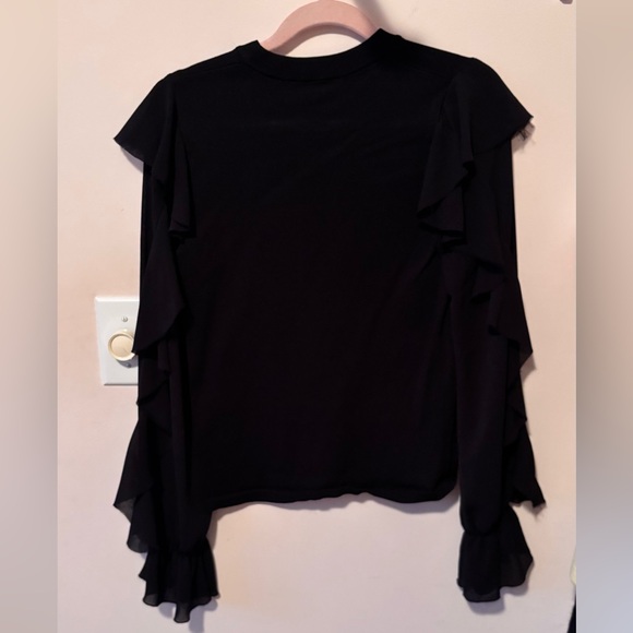 ZARA BLACK RUFFLE CHIFFON SLEEVE KNIT TOP 〰️ - Picture 3 of 5